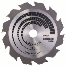 Bosch inchConstructinch 160mm x 20/16, 12T Circular Saw Blade For Wood