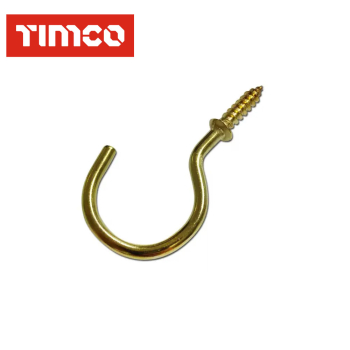 Timco 38mm Round Cup Hook - E/Brass - Pack of 5 Timco 38mm Round Cup Hook - E/Brass - Pack of 5