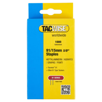 Tacwise 91 Series Narrow Crown Staples - Galvanised - Pack of 1000 Tacwise 91 Series Narrow Crown Staples - Galvanised - Pack of 1000