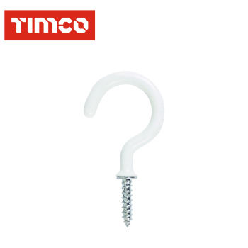 Timco Round Cup Hooks (25mm-38mm) (White) Timco Round Cup Hooks (25mm-38mm) (White)