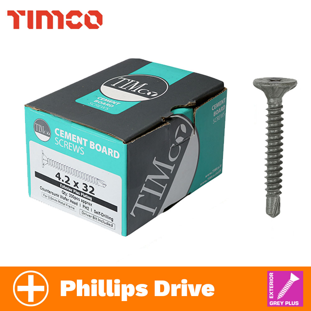 Timcob Timco Cement Board Screw (Self Drilling) (34-42mm) - DFS Fixings Ltd ...