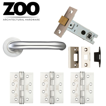 Stainless Steel 19mm Return To Door Safety Lever on Rose Latch Pack with 3x3" Ball Bearing Hing