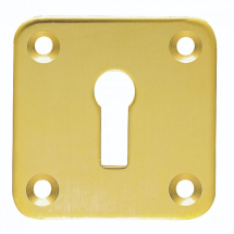 Victorian Lock Profile Square Escutcheon Face Fix - Polished Brass