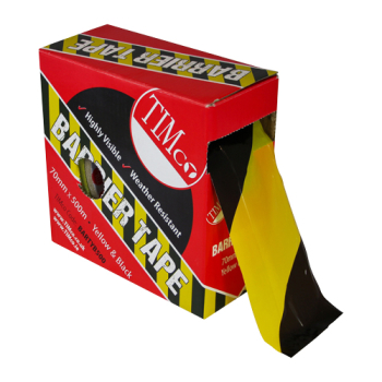 Timco 500m x 70mm PE Barrier Tape - Black/Yellow - Single