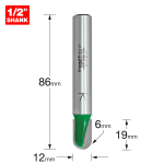 Radius 6mm radius x 19mm cut x 86mm Radius 6mm radius x 19mm cut x 86mm