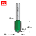 Radius 9.5mm radius x 32mm cut x 80mm Radius 9.5mm radius x 32mm cut x 80mm