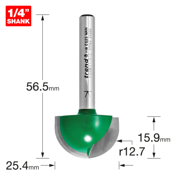 Radius 12.7mm radius x 25.4mm diameter Radius 12.7mm radius x 25.4mm diameter