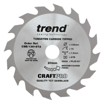 Trend Craft saw blade 136 x 16 teeth x 20 thin