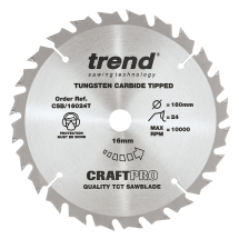 Trend Craft saw blade 160mm x 24 teeth x 16 thin