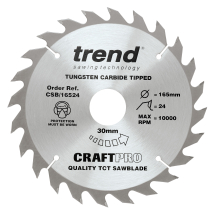 Trend Craft Pro 165mm diameter 30mm bore 24 tooth combination cut saw blade for hand held circular s