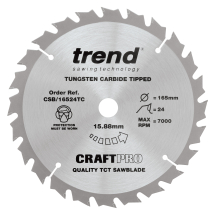 Trend Craft saw blade 165mm x 24 teeth x 15.88 thin