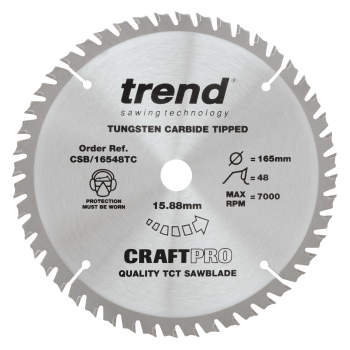 Trend Craft saw blade 165mm x 48 teeth x 15.88 thin