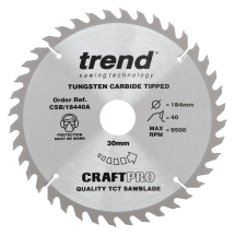 Trend Craft saw blade 184mm x 40 teeth x 30mm