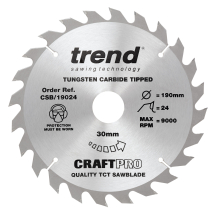 Trend Trend Craft Pro 190mm diameter 30mm bore 24 tooth combination cut saw blade for hand held circ