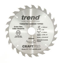 Trend Craft saw blade 190mm x 24 teeth x 30 x 1.55 for DCS575