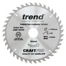 Trend  Craft Pro 190mm diameter 30mm bore 40 tooth general purpose saw blade for hand held circular