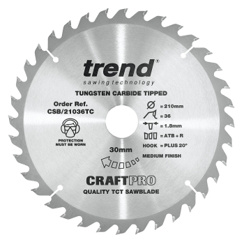 Trend Craft saw blade 210mm x 36 teeth x 30 x 1.8 for DCS7485 Trend Craft saw blade 210mm x 36 teeth x 30 x 1.8 for DCS7485