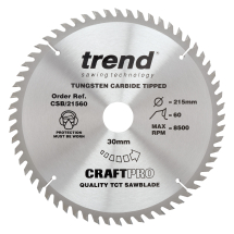 Trend Craft saw blade 215mm x 60 teeth x 30mm