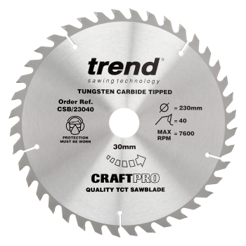 Trend Craft saw blade 230mm x 40 teeth x 30mm