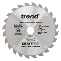 Trend  Craft Pro 235mm diameter 30mm bore 24 tooth general purpose saw blade for hand held circular