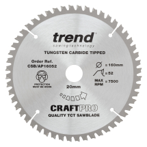 Trend Craft saw blade aluminium and plastic 160 x 52 teeth x 20