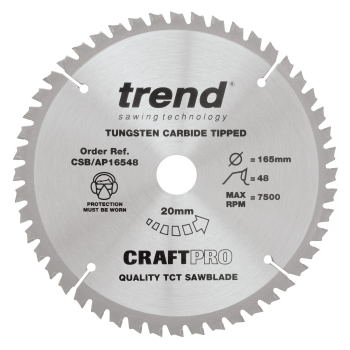 Trend Craft saw blade aluminium and plastic 165 x 48 teeth x 20