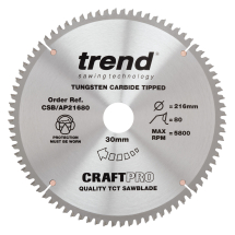 Trend Craft saw blade aluminium and plastic 216mm x 80 teeth x 30mm