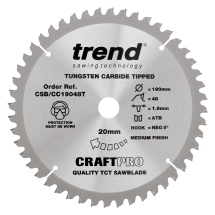 Trend Craft saw blade crosscut 190mm x 48 teeth x 20mm thin