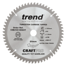 Trend Craft saw blade crosscut 190mm x 60 teeth x 20mm thin