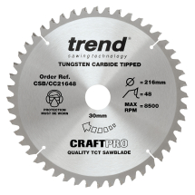 Trend Craft Pro 216mm diameter 30mm bore 48 tooth medium/fine cut saw blade for mitre saws