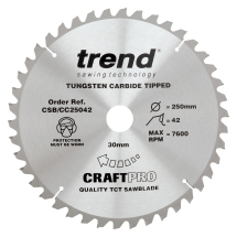 Trend Craft saw blade crosscut 250mm x 42 teeth x 30mm