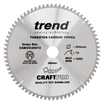 Trend Craft saw blade crosscut 250mm x 72 teeth x 30mm