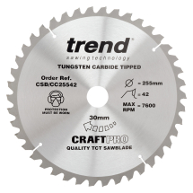 Trend Craft saw blade crosscut 255mm x 42 teeth x 30mm