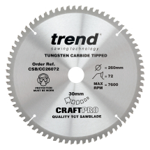 Trend Craft saw blade crosscut 260mm x 72 teeth x 30mm
