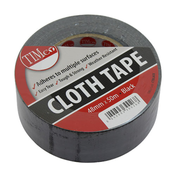 Timco 50m x 48mm Cloth Tape - Black - Single