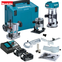 Makita DRT50RTJX2 18v LXT 1/4inch Brushless Router With Bases & 2x 5.0Ah Batteries