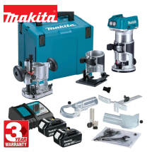 Makita DRT50RTJX2 18v LXT 1/4inch Brushless Cordless Router Inc Bases & 2x 5.0Ah Batts Makita DRT50RTJX2 18v LXT 1/4inch Brushless Cordless Router Inc Bases & 2x 5.0Ah Batts
