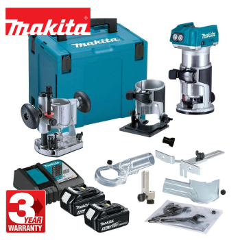 Makita DRT50RTJX2 18v LXT 1/4Inch Brushless Cordless Router Inc Bases & 2x 5.0Ah Batts Makita DRT50RTJX2 18v LXT 1/4Inch Brushless Cordless Router Inc Bases & 2x 5.0Ah Batts