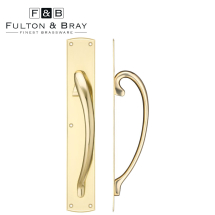 Cast Brass Large Pull Handle with Backplate - Right Handed - 457 x 76mm
