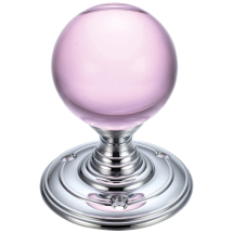 Glass Ball Mortice Knob - Plain Pink 55mm