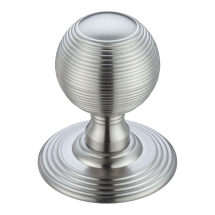Ringed Mortice Knob on Round Rose - Concealed Fix - Solid