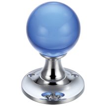 Glass Ball Mortice Knob - Plain Blue - 50mm