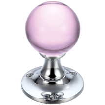 Glass Ball Mortice Knob - Plain Pink - 50mm