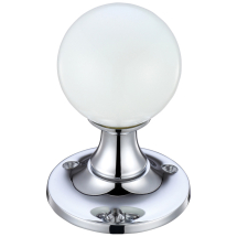 Glass Ball Mortice Knob - Plain White - 50mm
