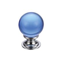Glass Ball Cabinet Knob - Plain Blue 25mm