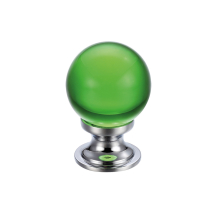 Glass Ball Cabinet Knob - Plain Green 25mm