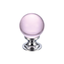 Glass Ball Cabinet Knob - Plain Pink 25mm