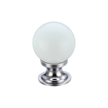Glass Ball Cabinet Knob - Plain White 25mm