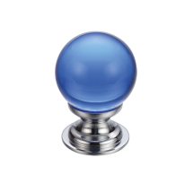 Glass Ball Cabinet Knob - Plain Blue 30mm