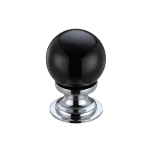 Glass Ball Cabinet Knob - Plain Black 30mm